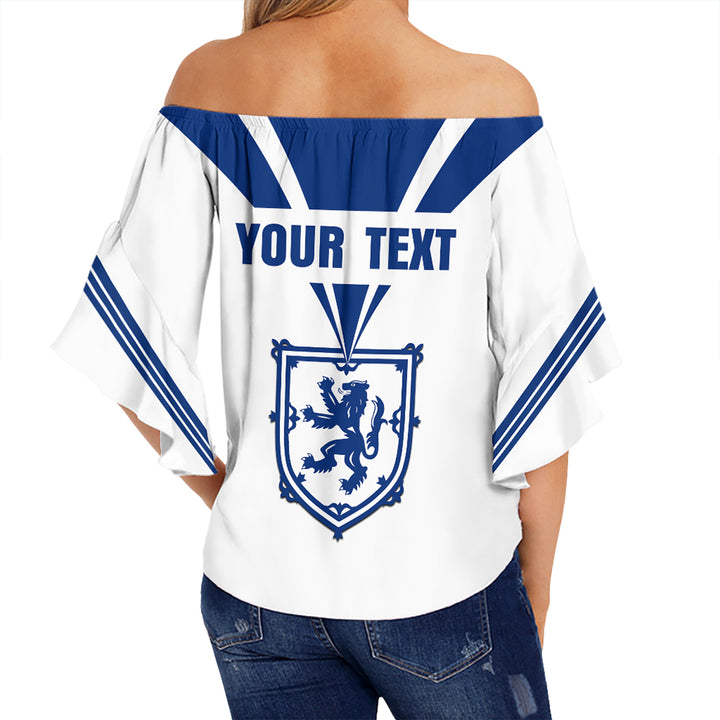 Scotland Royal Blue Off Shoulder Wrap Waist Top