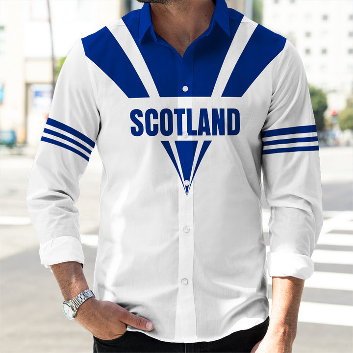 Scotland Royal Blue Long Sleeve Button Shirt