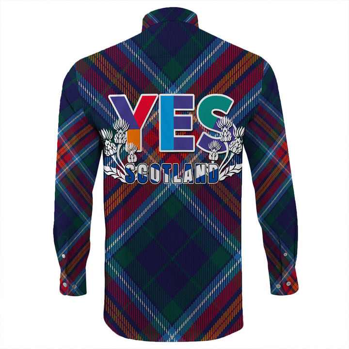 Scotland Tartan Yes Long Sleeve Button Shirt 