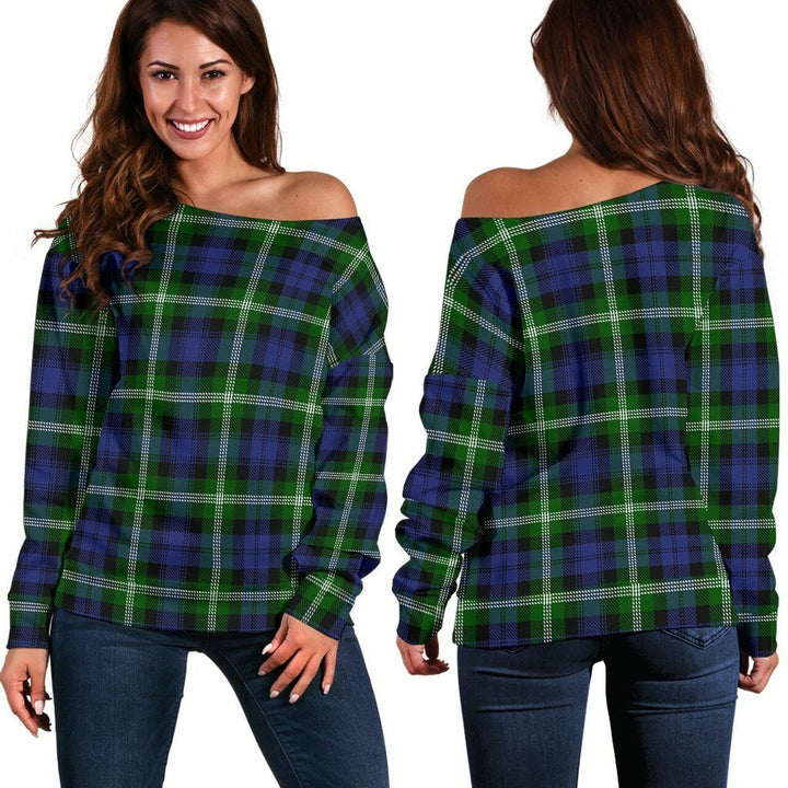 Baillie Modern Tartan Classic Women Off Shoulder Sweatshirt