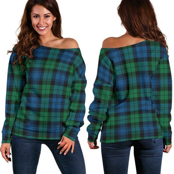 Blackwatch Ancient Tartan Classic Women Off Shoulder Sweatshirt