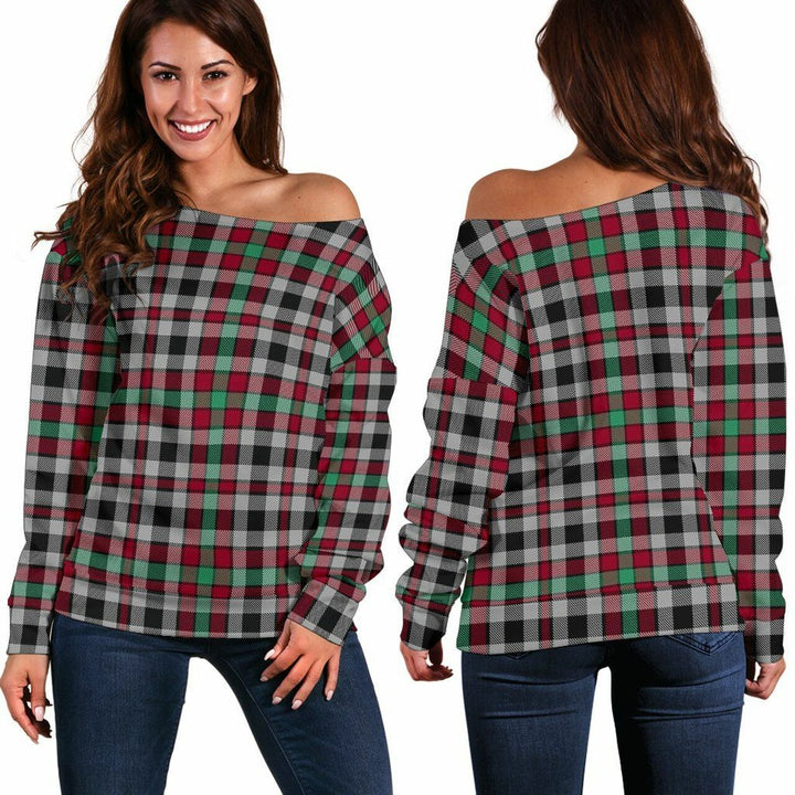 Borthwick Ancient Tartan Classic Women Off Shoulder Sweatshirt