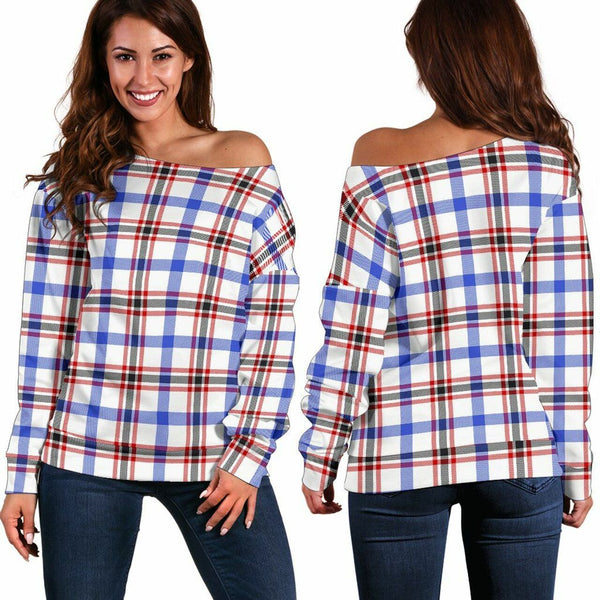 Boswell Modern Tartan Classic Women Off Shoulder Sweatshirt