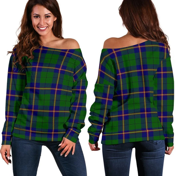 Carmichael Modern Tartan Classic Women Off Shoulder Sweatshirt