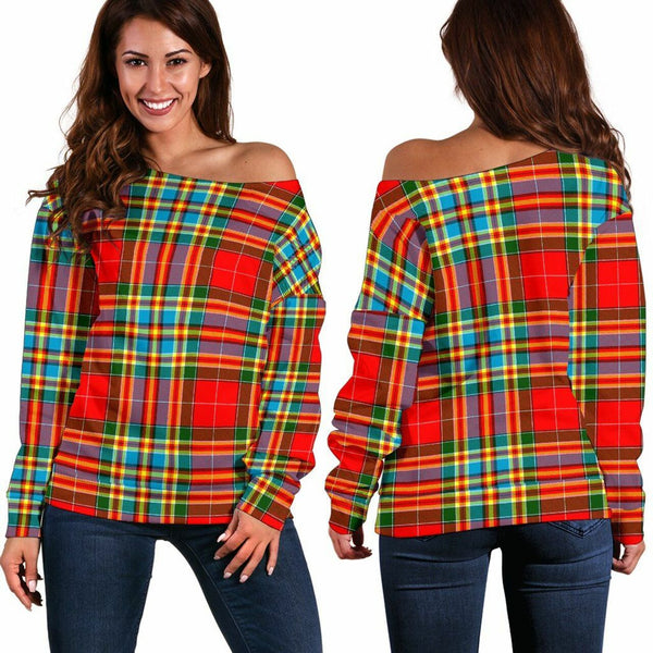 Chattan Tartan Classic Women Off Shoulder Sweatshirt