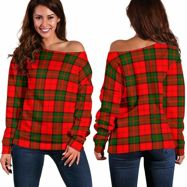Dunbar Modern Tartan Classic Women Off Shoulder Sweatshirt