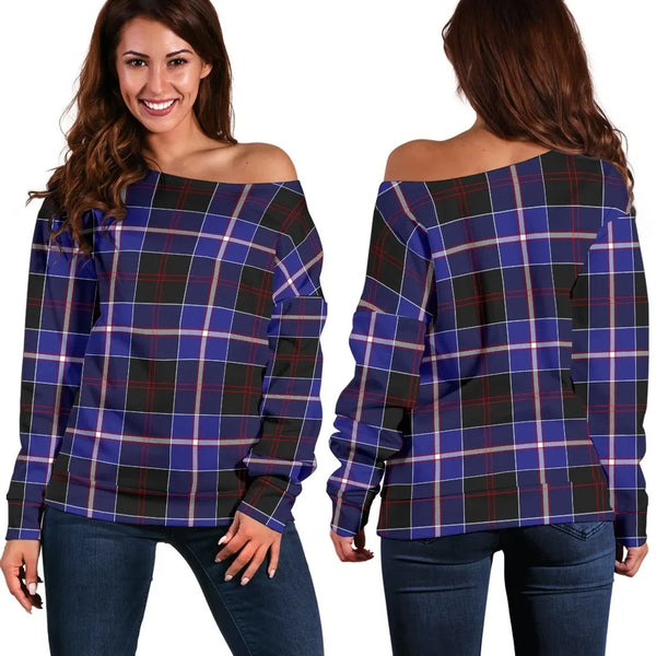 Dunlop Modern Tartan Classic Women Off Shoulder Sweatshirt