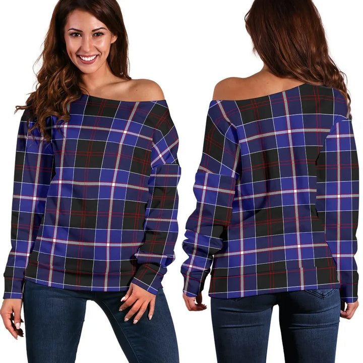 Dunlop Modern Tartan Classic Women Off Shoulder Sweatshirt
