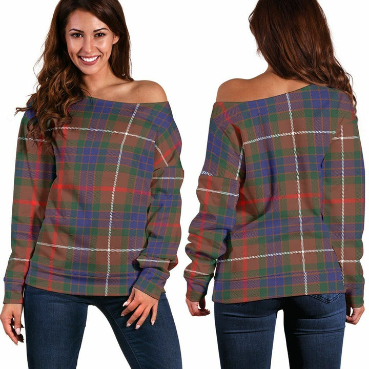 Fraser Hunting Modern Tartan Classic Women Off Shoulder Sweatshirt