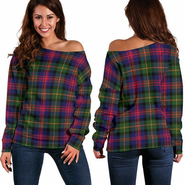 Logan Modern Tartan Classic Women Off Shoulder Sweatshirt