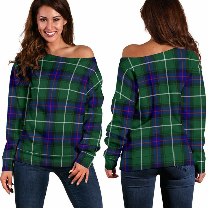 MacDonald of The Isles Hunting Modern Tartan Classic Women Off Shoulder Sweatshirt