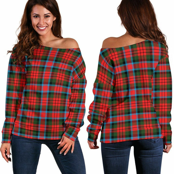 MacDuff Modern Tartan Classic Women Off Shoulder Sweatshirt