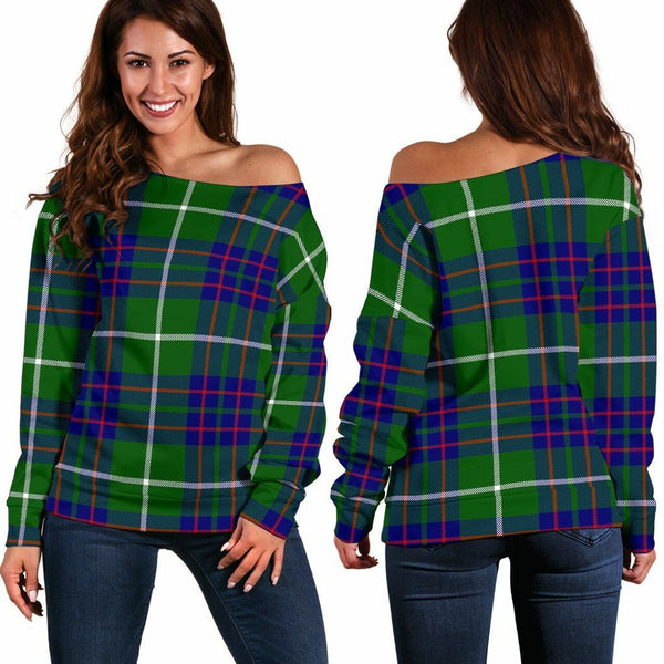 MacIntyre Hunting Modern Tartan Classic Women Off Shoulder Sweatshirt