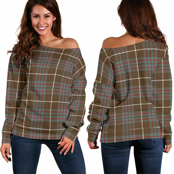 MacIntyre Hunting Weathered Tartan Classic Women Off Shoulder Sweatshirt