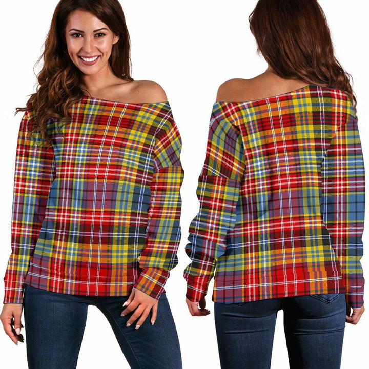 Ogilvie of Airlie Ancient Tartan Classic Women Off Shoulder Sweatshirt