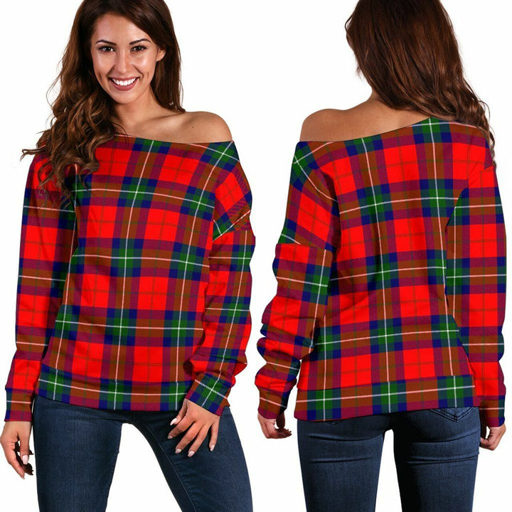 Ruthven Modern Tartan Classic Women Off Shoulder Sweatshirt