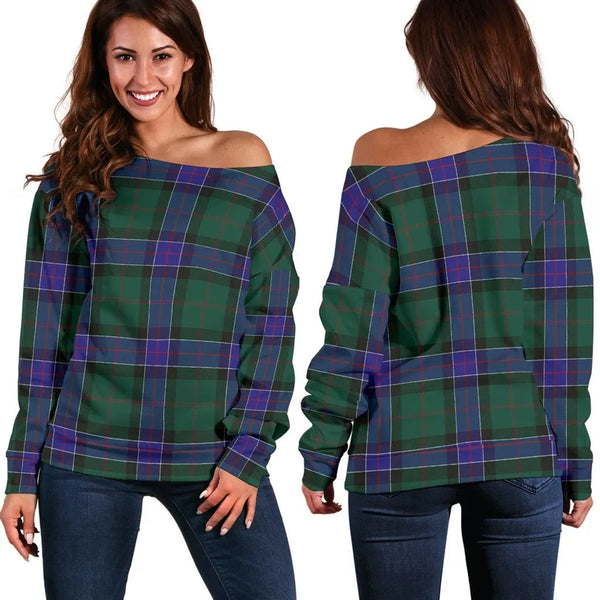 Sinclair Hunting Modern Tartan Classic Women Off Shoulder Sweatshirt