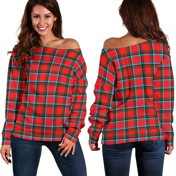 Sinclair Modern Tartan Classic Women Off Shoulder Sweatshirt