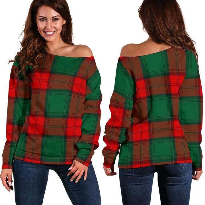 Stewart Atholl Modern Tartan Classic Women Off Shoulder Sweatshirt