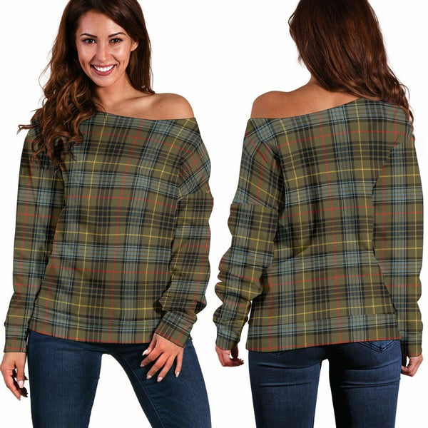 Stewart Hunting Weathered Tartan Classic Women Off Shoulder Sweatshirt