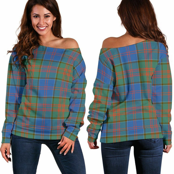 Stewart of Appin Hunting Ancient Tartan Classic Women Off Shoulder Sweatshirt