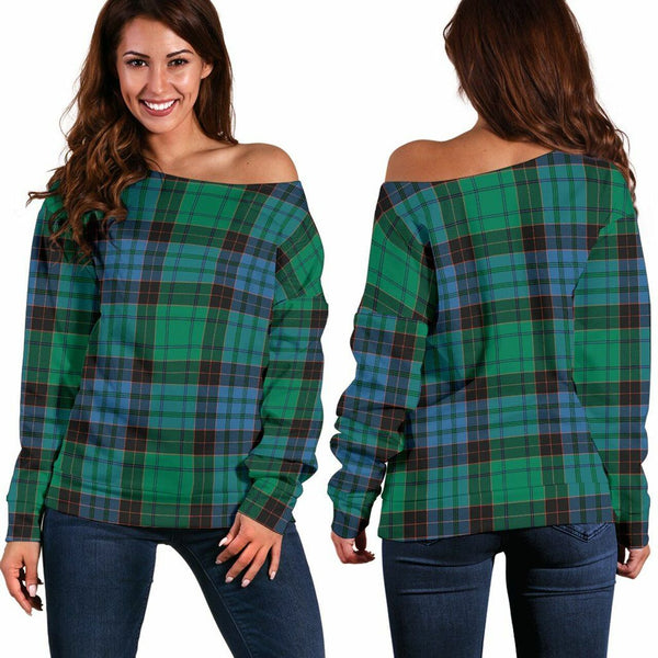Stewart Old Ancient Tartan Classic Women Off Shoulder Sweatshirt
