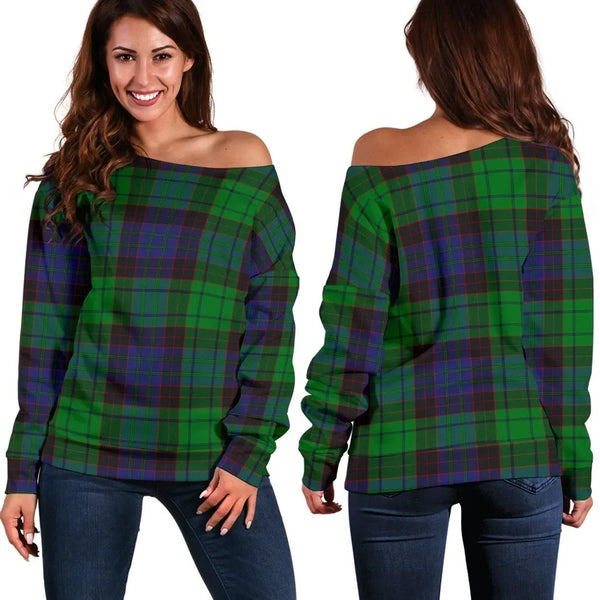 Stewart Old Modern Tartan Classic Women Off Shoulder Sweatshirt