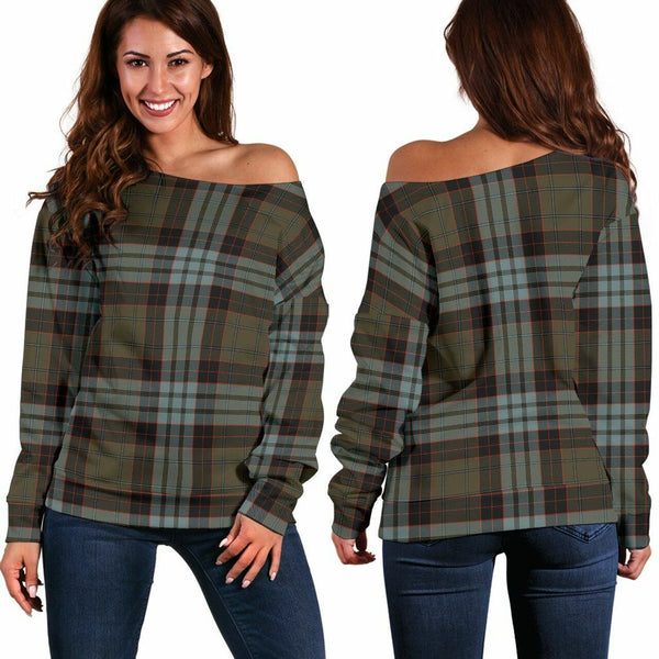 Stewart Old Weathered Tartan Classic Women Off Shoulder Sweatshirt