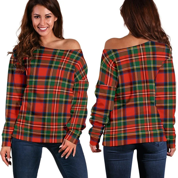 Stewart Royal Modern Tartan Classic Women Off Shoulder Sweatshirt