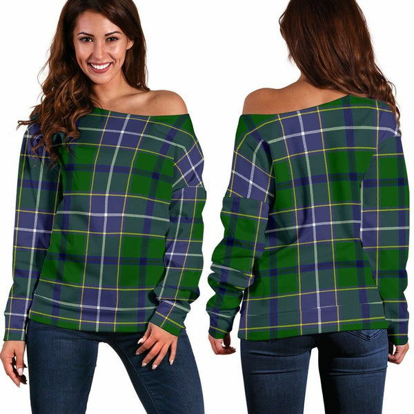 Wishart Hunting Modern Tartan Classic Women Off Shoulder Sweatshirt